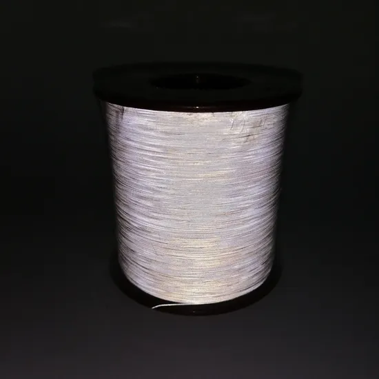 Hi Viz 1mm 2mm Width Silver Grey Color Double Side High Light Reflective Yarn 